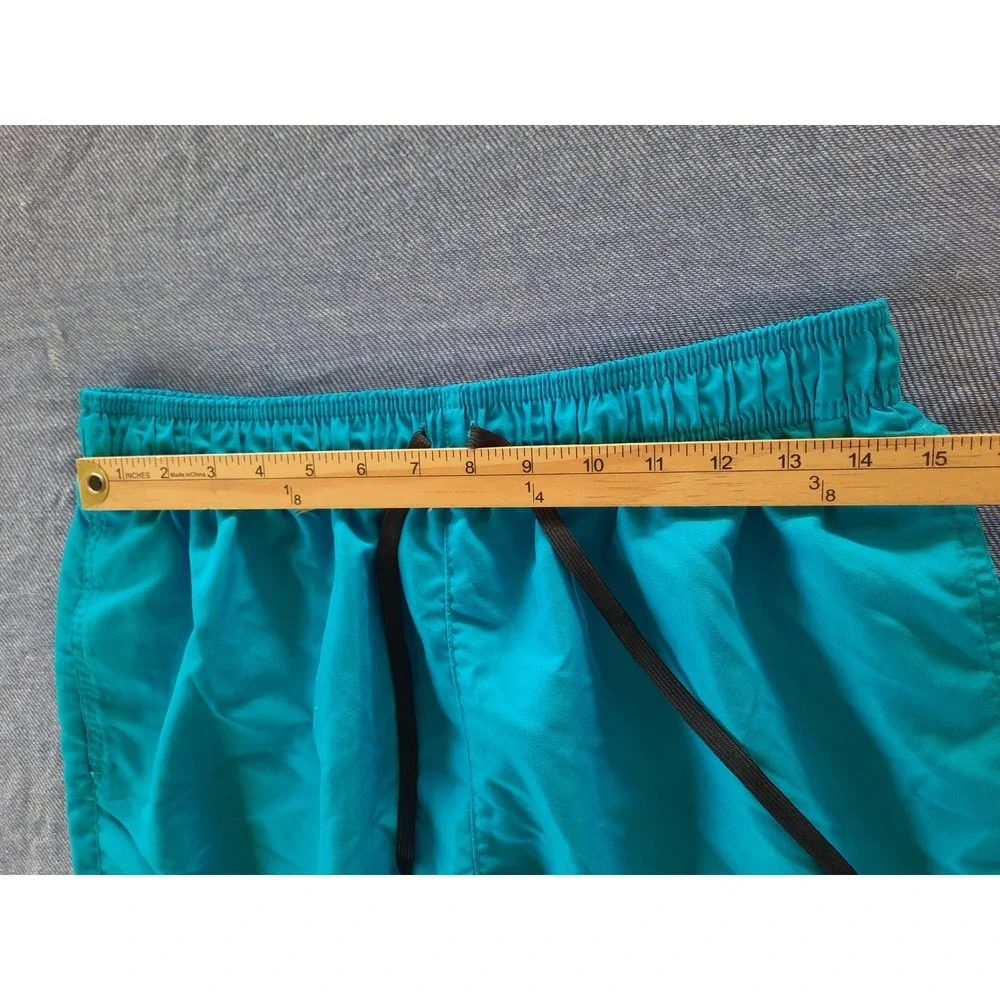 Nike Mens Swim Volley Drawstring stretch Shorts Teal Blue Logo NESSA565  Large